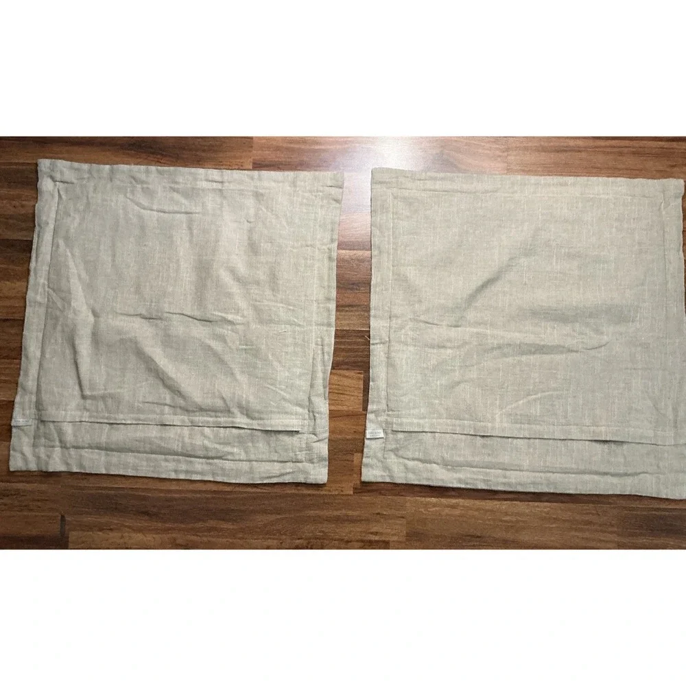 Pair Of NINA HOME Neutral Toned Textured Linen Blend EURO Pillow Shams 26